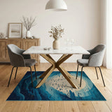 Mystic Ocean Moon Fish Blue Teal Area Rug