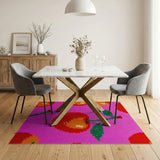 Hot Pink Red Apple Fruit Pattern Shag Rug