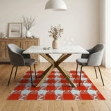 Red White USA Map Gingham Area Rug