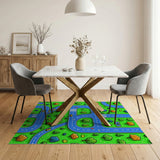 Vibrant Kids Cartoon Road Tree Play Rug