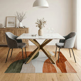ODIKA Washable Abstract Wave Area Rug - Low Pile, Non-Slip Earth Tone Rug