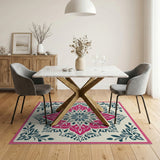 Floral Vintage Vibrant Pink Mandala Floral Area Rug