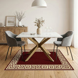 Red Greek Key Border Area Rug