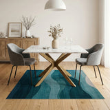 Serene Blue Teal Ocean Waves Area Rug
