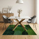 Lush Green Leaves Geometric Area Rug