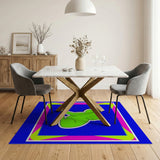 Vibrant Green Cartoon Cat Area Rug