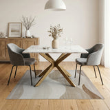 Wavy Beige Cream Abstract Area Rug