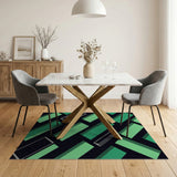 Geometric Modern Green Geometric Block Area Rug