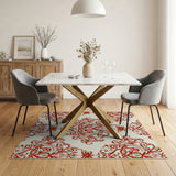 Red Ornate Damask Floral Area Rug