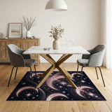 Luminous Pink Crescent Moons Night Sky Rug