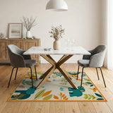 Teal Jungle Animals Kids Cartoon Rug