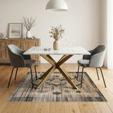 Distressed Brown Geometric Area Rug