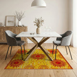 Vibrant Yellow Sunburst Southwestern Rug