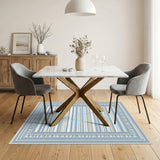 Blue Striped Coastal Washable Area Rug
