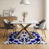 Navy Blue Geometric Mandala Area Rug