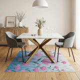 Pink Pink Cosmos Floral Area Rug