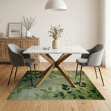 Vintage Green Leaf Berry Area Rug