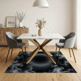 Smoky Halo Abstract Black White Area Rug
