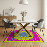 Vibrant Yellow Sunflower Pink Area Rug