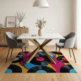 Vibrant Vinyl Records Overlap Area Rug