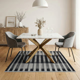Geometric Modern Black and White Black White Geometric Striped Woven Rug