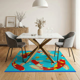Pixelated Koi Fish Area Rug