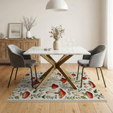 Floral Vintage Whimsical Red Mushroom Meadow Area Rug