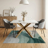 Teal Abstract Wave Abstract Area Area Rug