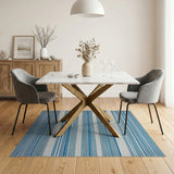 Nautical Blue White Striped Coastal Area Rug