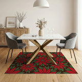 Floral Vintage Red Poinsettia Floral Area Rug