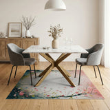 Romantic Pink Cherry Blossom Hearts Area Rug