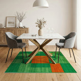 Bold Green Geometric Area Rug with Orange Accents
