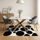 Geometric Black Hexagon Area Rug
