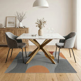 Modern Geometric Abstract Orange Grey Area Rug