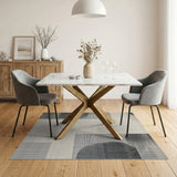 Modern Black Halftone Circles Area Rug - Beige