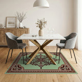 Ornate Mint Green Persian Medallion Area Rug