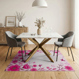 Floral Vintage Pink Whimsical Pink Floral Butterfly Area Rug
