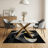 Gold and Silver Gold Geometric Abstract Area Rug