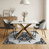 Black and White Traditional Persian Black White Mandala Persian Area Rug