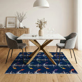Vibrant Anchor Navy Multi-Color Area Rug