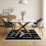 Monochrome Airplane Runway Area Rug