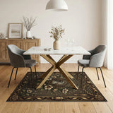 Ornate Gold Floral Portrait Frame Rug