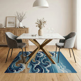 Swirling Ocean Waves Coastal Beach Rug