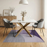 Purple Curved Abstract Geometric Area Rug