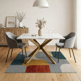 Abstract Geometric Teal Multi-Color Area Rug