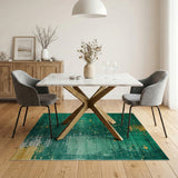 Emerald Green Gold Splatter Abstract Area Rug