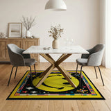 Pixelated Yellow Smiley Face Cosmic Rug
