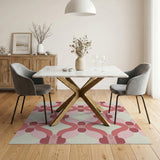 Pink Geometric Diamond Lattice Rug