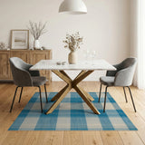 Blue White Checkered Area Rug