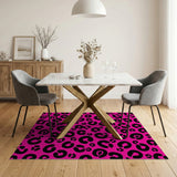 ODIKA Neon Pink Leopard Print Washable Area Rug, Low Pile Non-Slip Modern Animal Print Rug